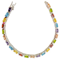 Tennis Multicolor Rainbow CZ Bracelet (Sëlwer)