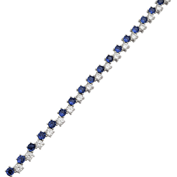Blue & White CZ Bracelet (Silver)