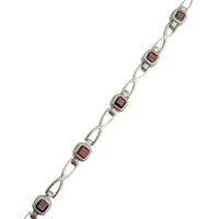 Red Square CZ Bracelet (Silver)
