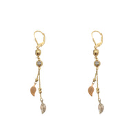 Tri-Tone feather Dangling Earring (14K)