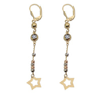 Tri-Tone Start Dangling Earring (14K)