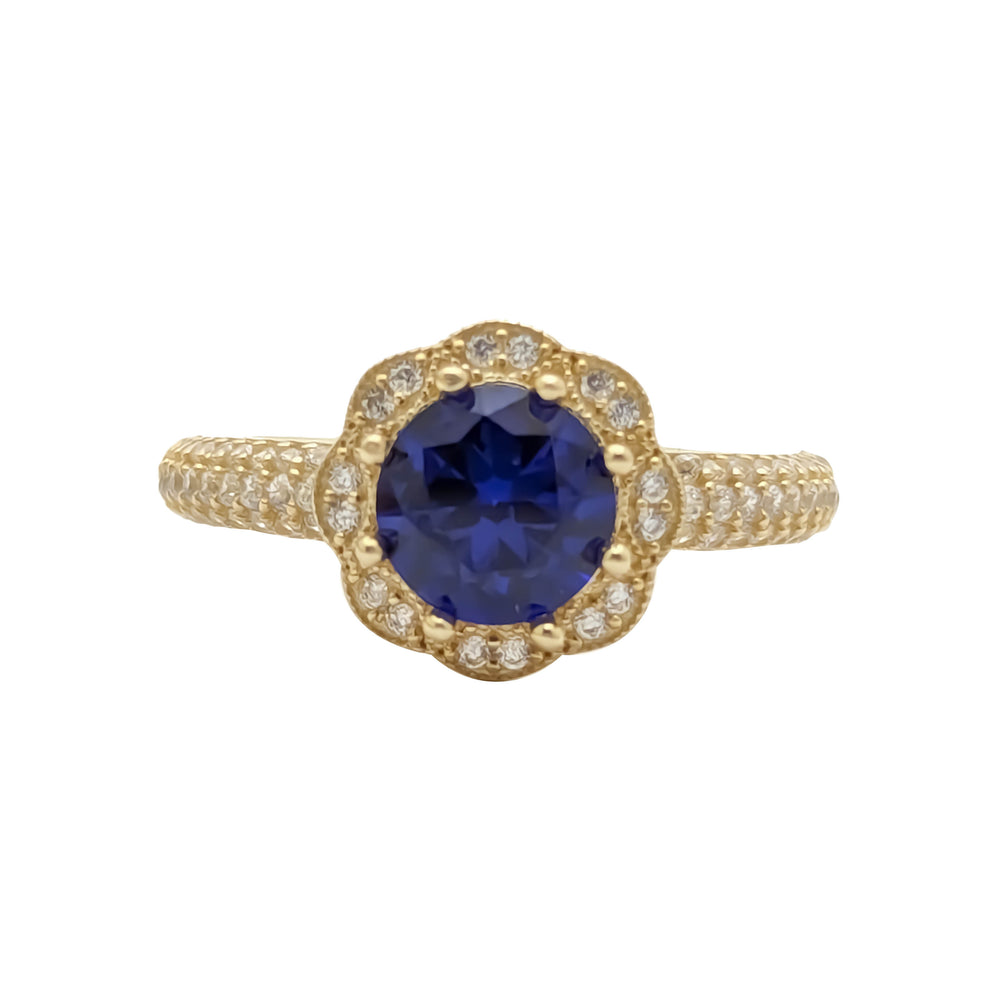 Sapphire Halo Pave Lady Ring (14K)