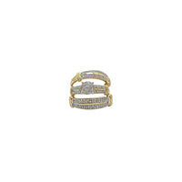 双排圆形钻石三件式订婚戒指 (10K)
