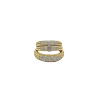 Паве дијамантски веренички прстен од три дела (14К)