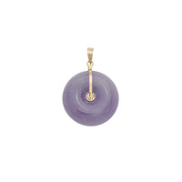 Light Purple Jade Disc 'Fortune & Happiness' Pendant (14K)