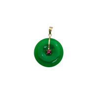 Grön Jade Disc CZ-hänge (14K)