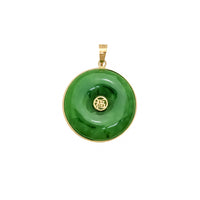 Green Jade Disc 'Fortune & Happiness' Pendant (14K)