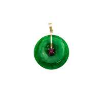Green Jade Disc CZ Pendant (14K)