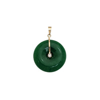 Green Jade Disc CZ Pendant (14K)