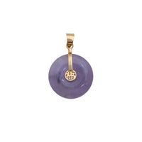 Purple Jade Disc 'Fortune & Happiness' Pendant (14K)
