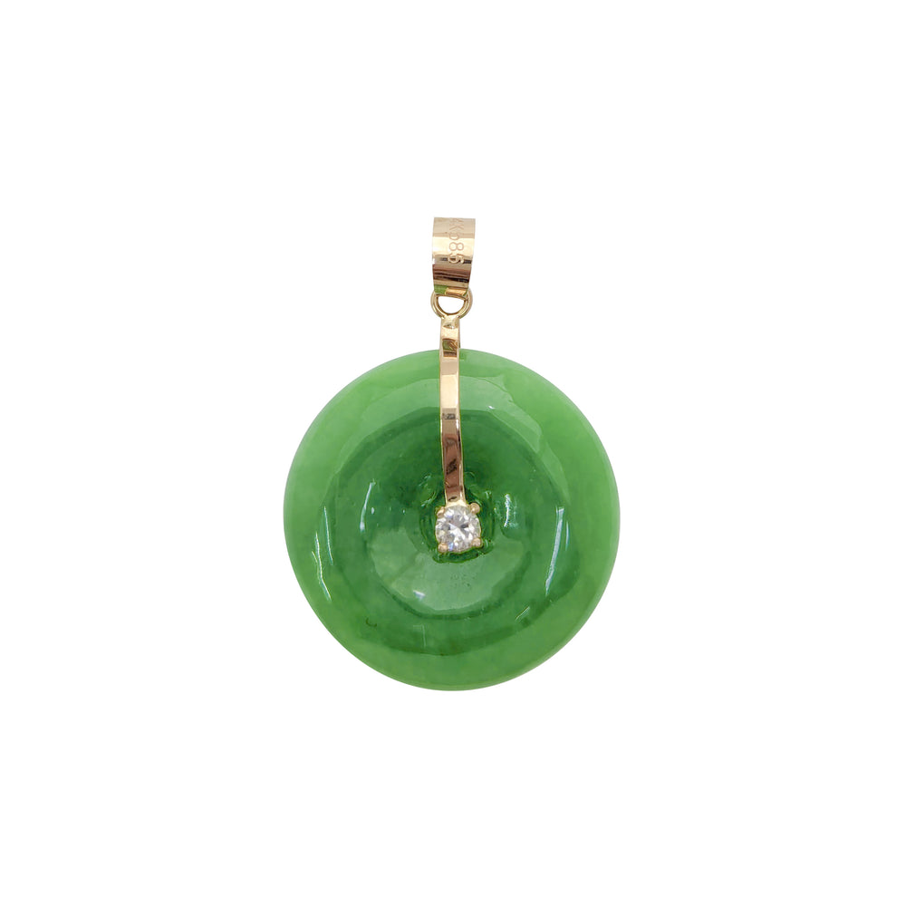 CZ Jade Disc Pendant (14K)