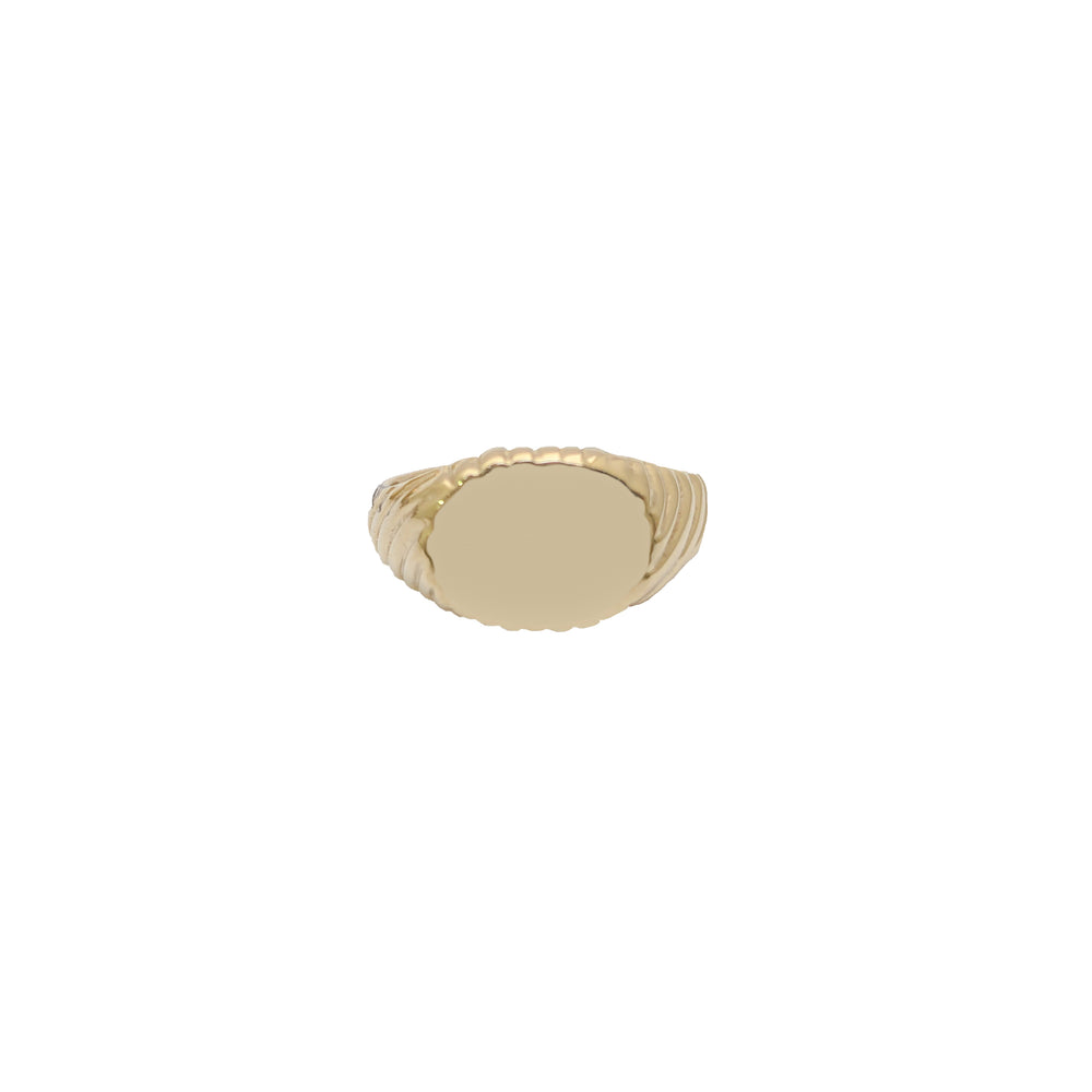 Stripes & Swirls Oval-Sidewalks Signet Ring (14K)