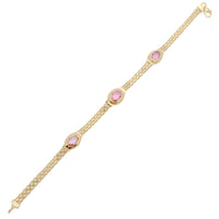 Oval Pink Stone Bismark Bracelet (14K).