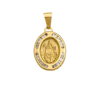 Oval CZ Diamond Cut  Our Lady of Charity (Virgen de la Caridad del Cobre) Pendant (14K)
