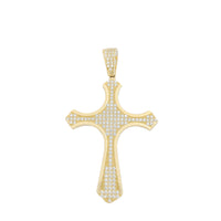 Fleur de Lis CZ Cross Pendant (14K)
