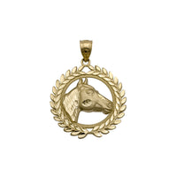 Satin Finish Horse Head Leaf Frame Pendant (14K)