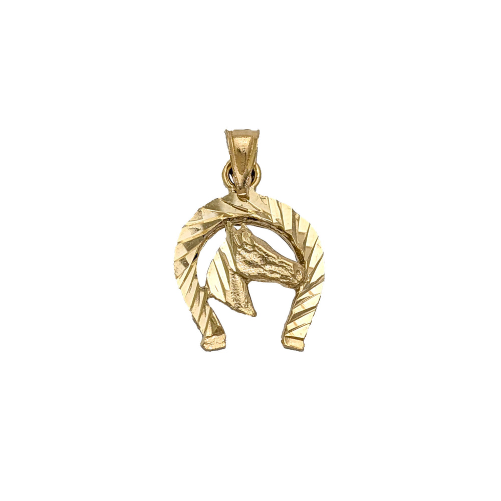 Horseshoe Style Horse Pendant (14K)