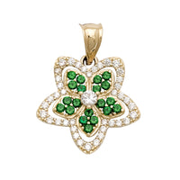 Green Flower CZ Pendant (14K)