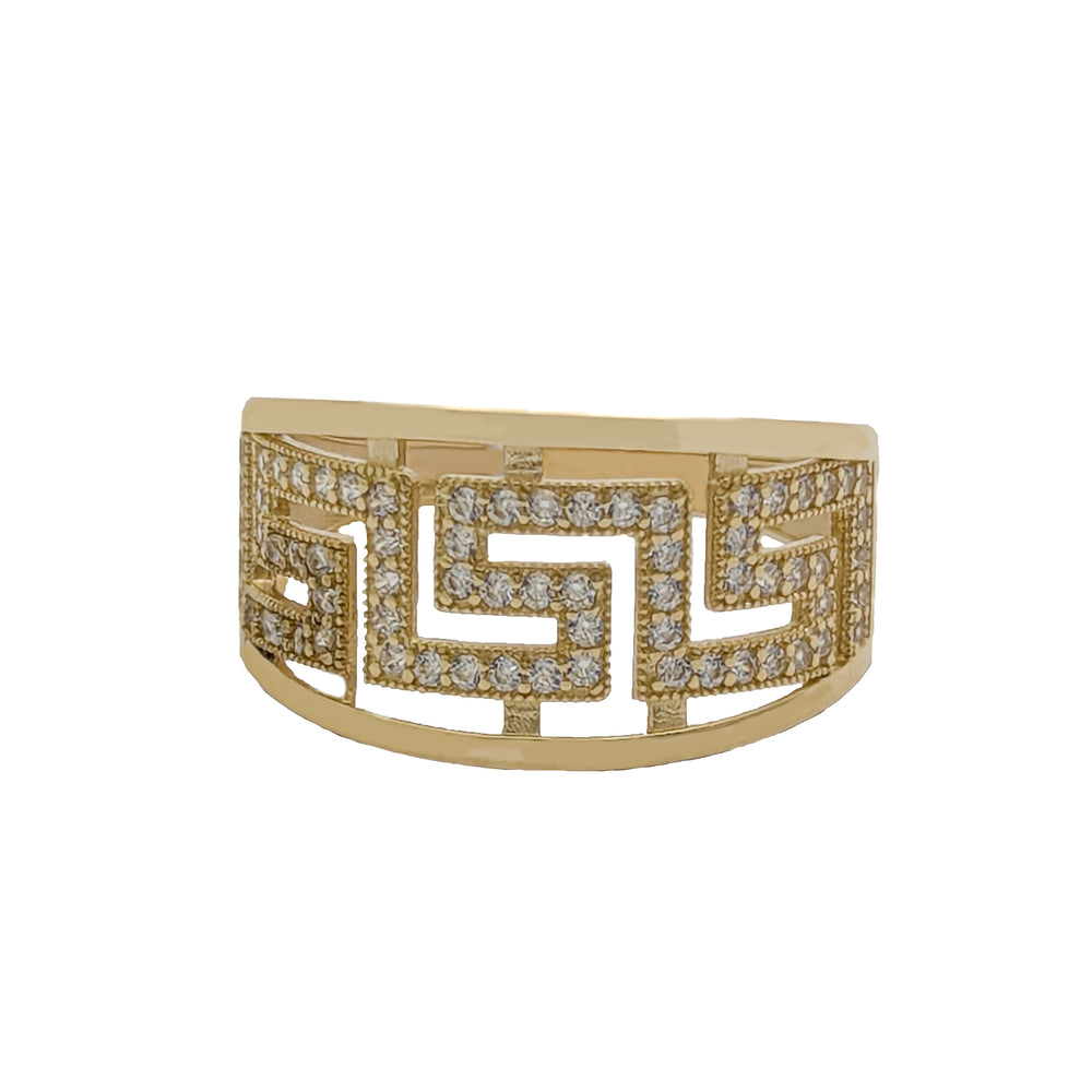 Greek Key CZ Ring (14K)