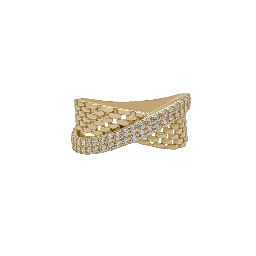 Criss Cross CZ Ring (14K)