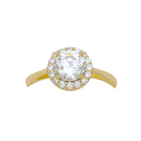 Four Prong Halo Pave CZ Ring (Silver)