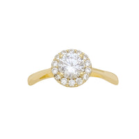 Four Prong Halo Pave CZ Ring (Silver)