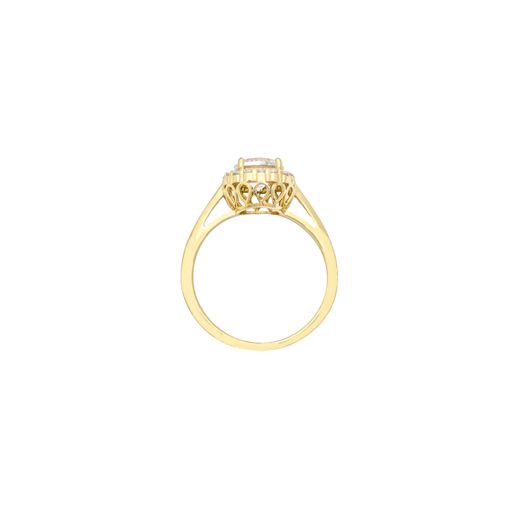Four Prong Halo Pave CZ Ring (Silver)