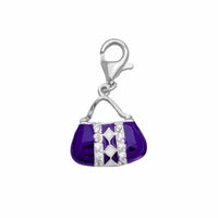 Purple Enameled CZ Purse Charm (Silver)