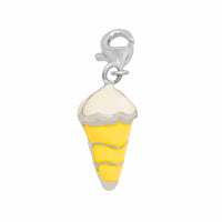 Yellow Cone Enameled Ice Cream Pendant (Silver)