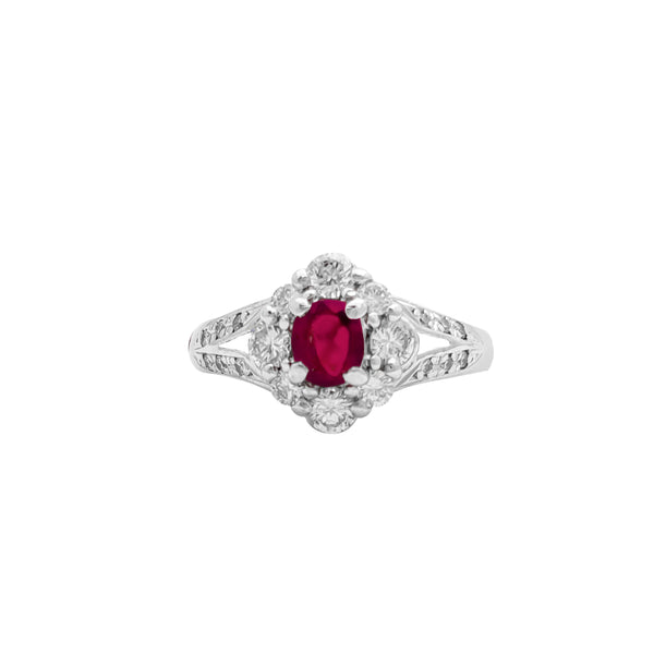 Diamond Flower Setting by Ruby Ring(24K)