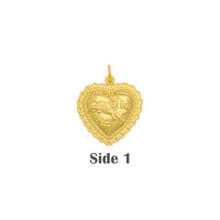 Good Fortune (福) Dog (狗) Zodiac Sign Puffy Heart Pendant (24K)
