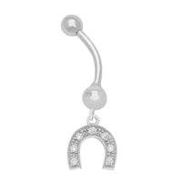 Horse Shoe Dangling Navel Ring (14K)