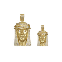 Pave Stone-Set Jesus Head Pendant (14K)