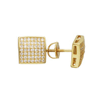 Pave Stone-Setting Square Stud Earrings (SILVER)