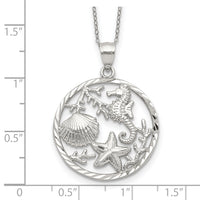 Sea Animals Round Pendant Necklace (Silver)