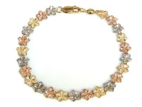 Tri-Color Flower Bracelet (14K).