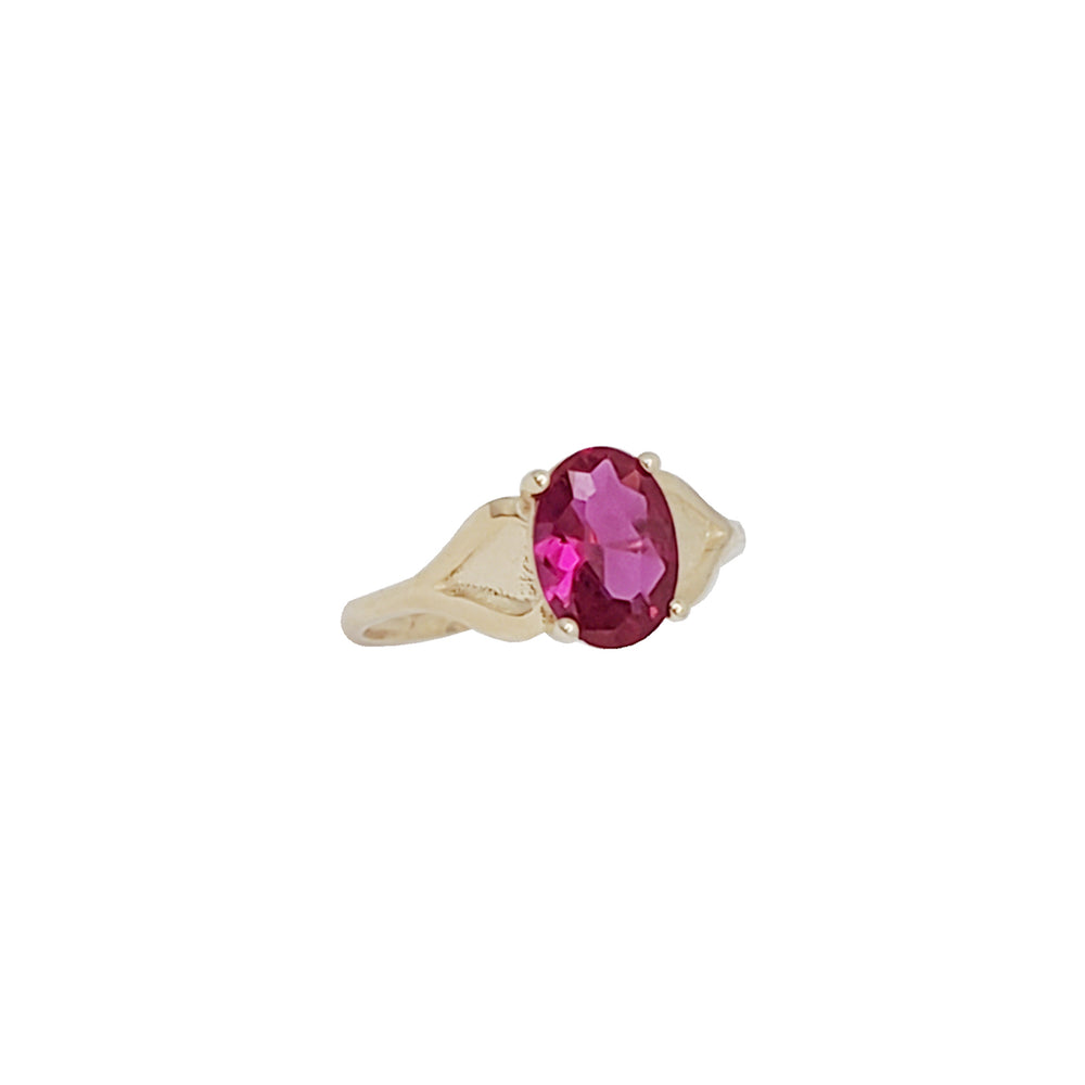 Oval Red Stone Baby-Sized Ring (14K)