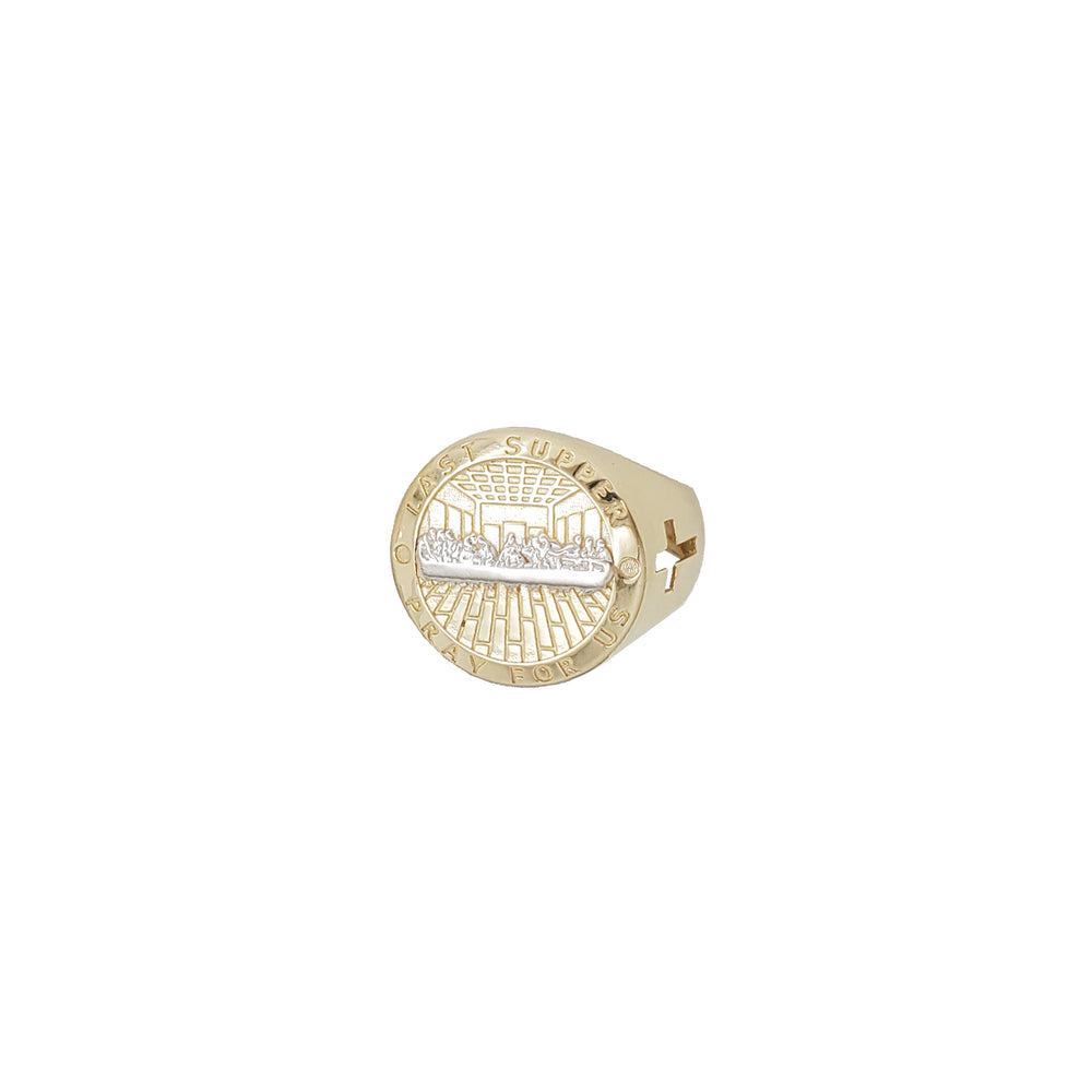 Cross-Bore Accent Last Supper Ring (14K)