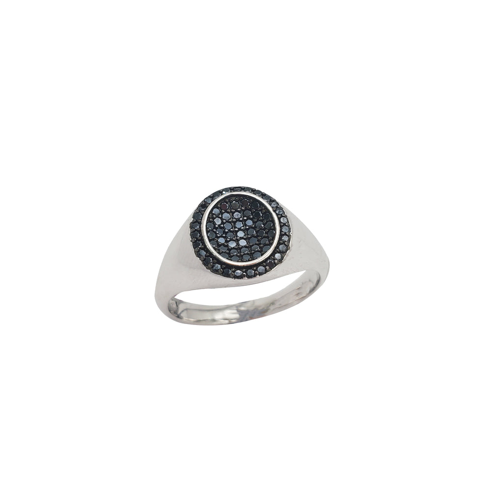 Oval Shape Black CZ Ring (Silver)