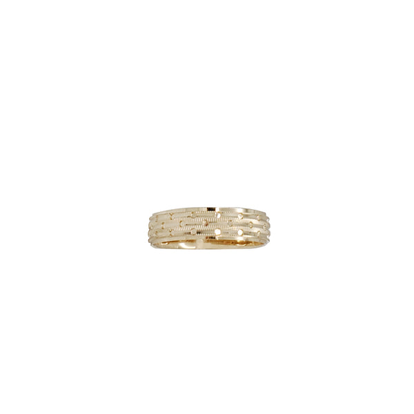 Diamond-Cut Dotted Stripe Wedding Band (14K)