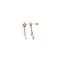Cubic Zirconia Flower Stud Earrings (14K)