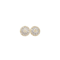 Diamond Baguette Round Stud Earrings (14K)