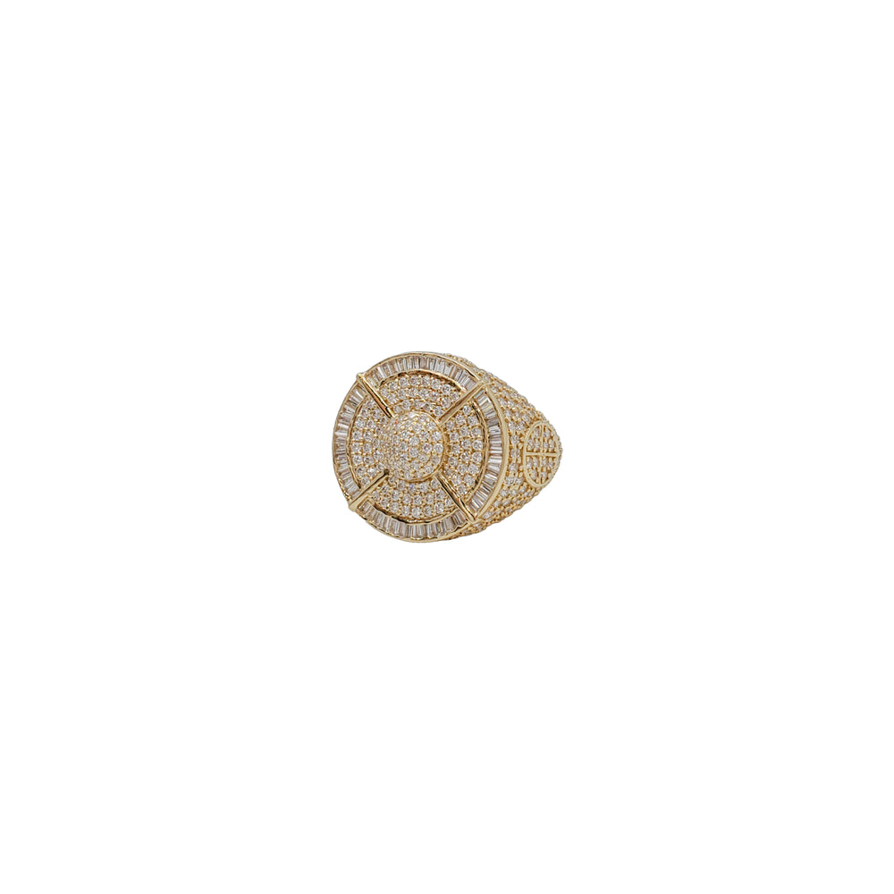 Iced-Out CZ Round Men Ring (14K)