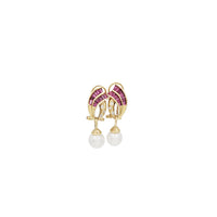 Ruby & Pearl Stud Earrings (14K)