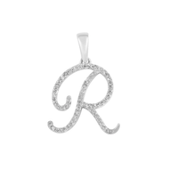 [0.7 inch] Diamond Initial Letter Pendant (14K)