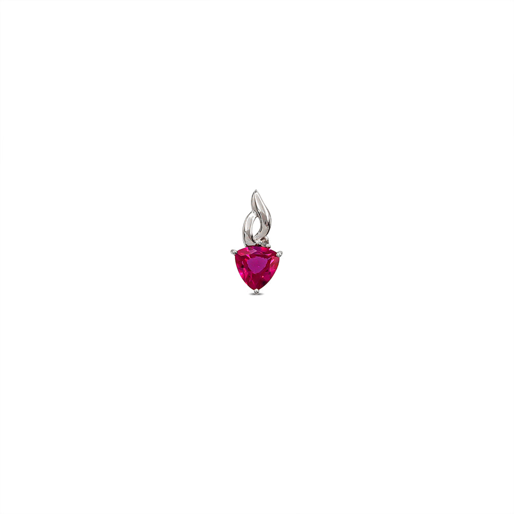 Red Zirconia Rounded Trillion Slide Pendant (Silver)