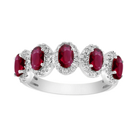 Diamond Ruby Halo Ring (14K)