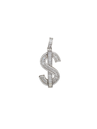 Iced-Out Dollar Sign Pendant (Silver)