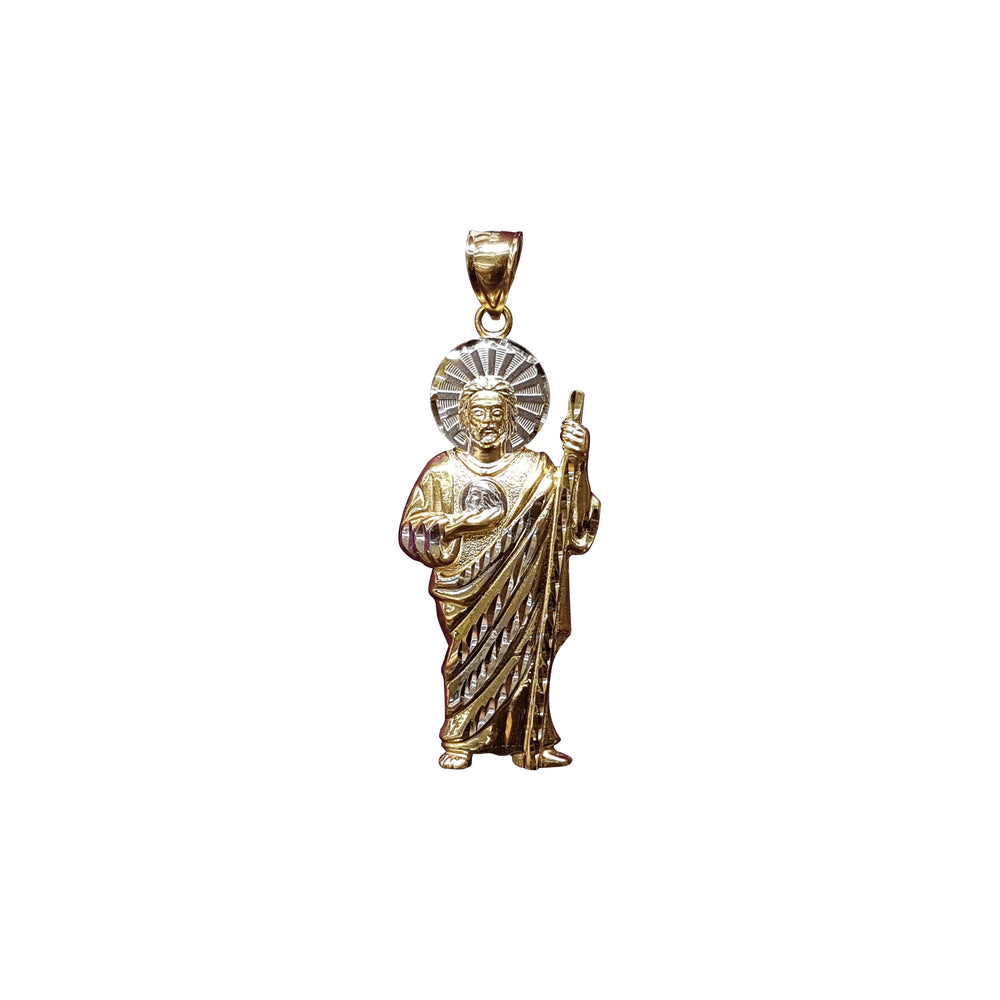 An yi wa ado da lu'u-lu'u mai siffar Diamond Cut Saint Jude Pendant (10K da 14K)