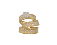 Two-Row Stone Accent CZ Three-Piece Engagement Ring Set (18K)